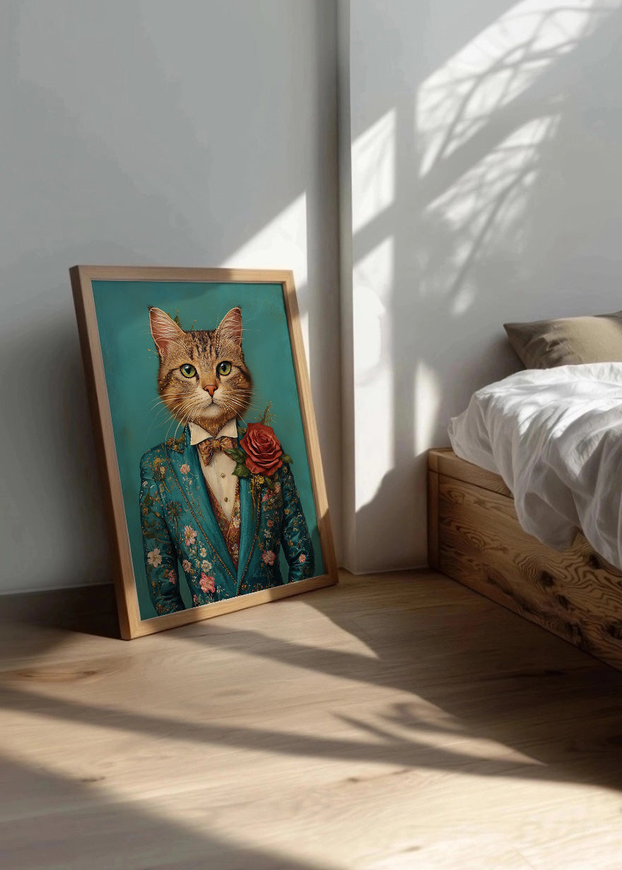 Cuadro Gato pardo vestido como persona con traje