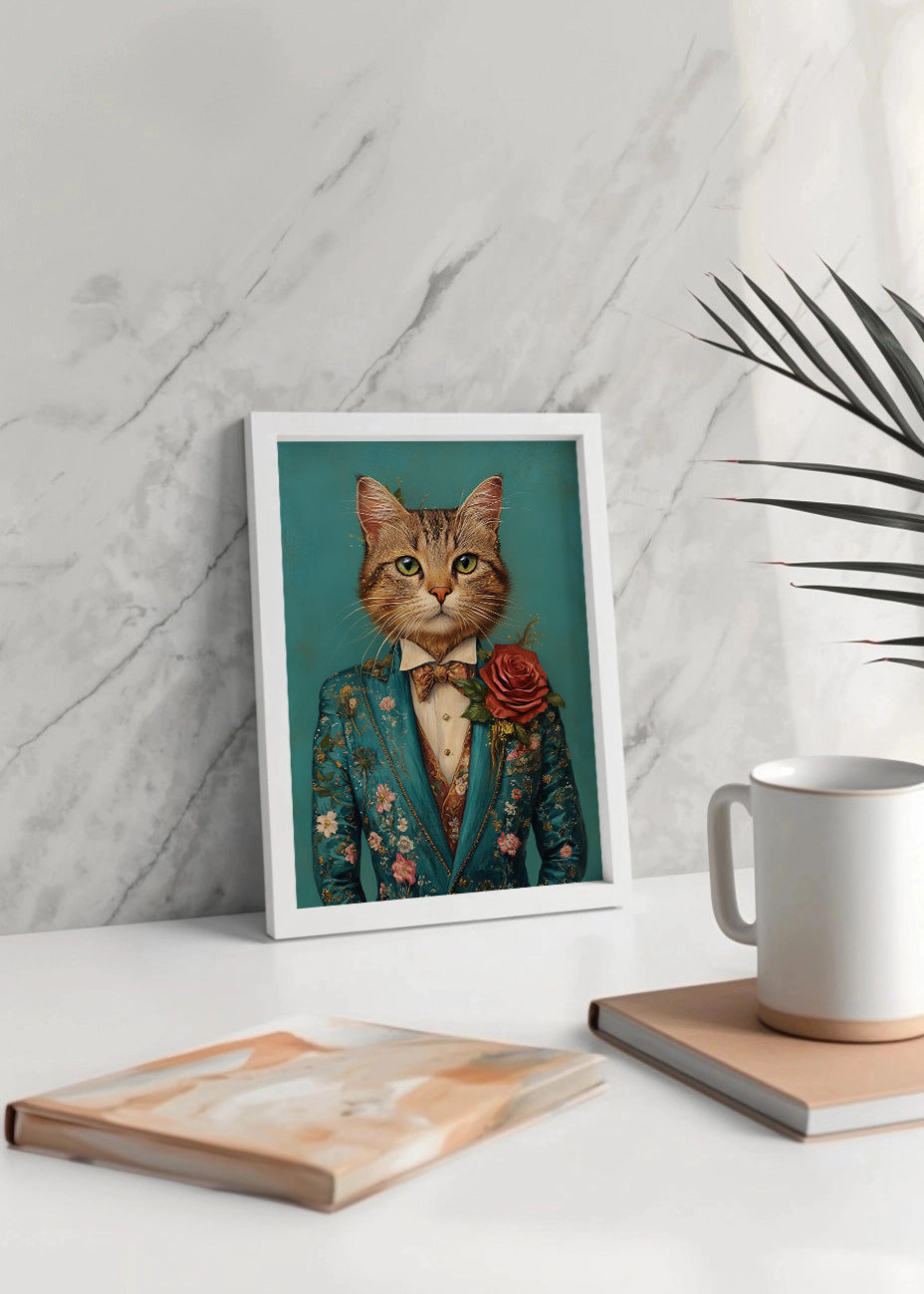 Cuadro Gato pardo vestido como persona con traje