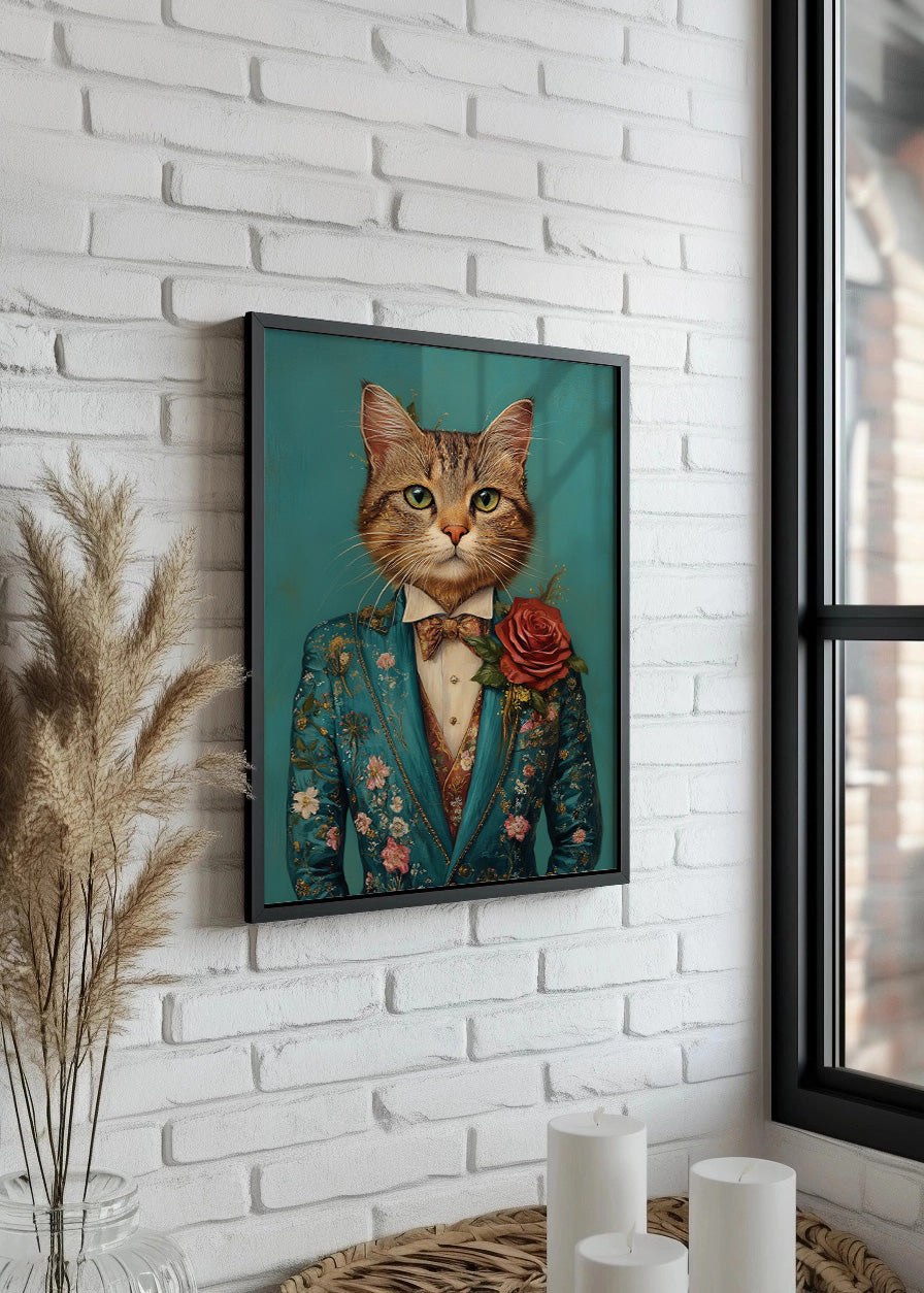 Cuadro Gato pardo vestido como persona con traje