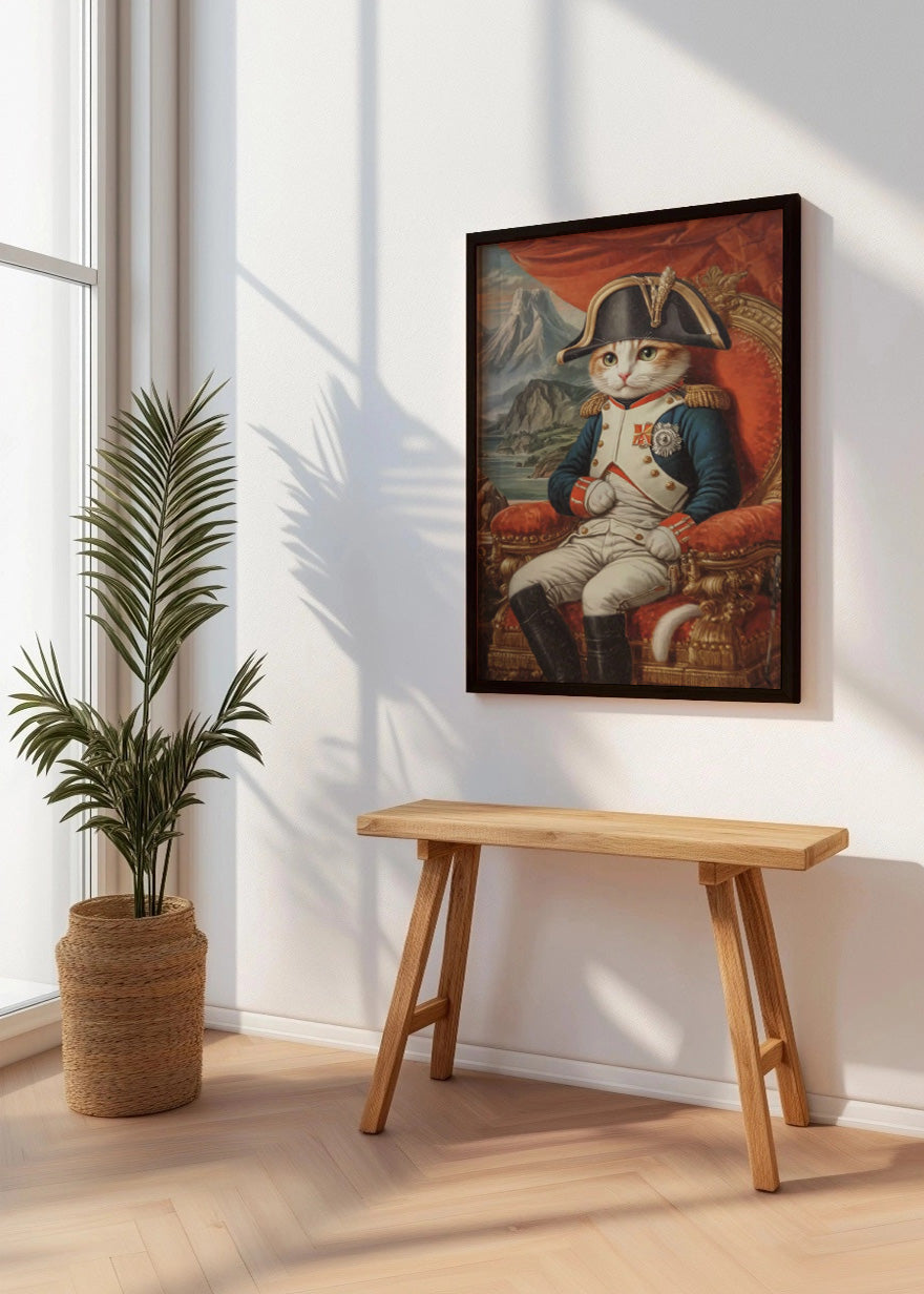 Cuadro Gato vestido de Napoleón vintage