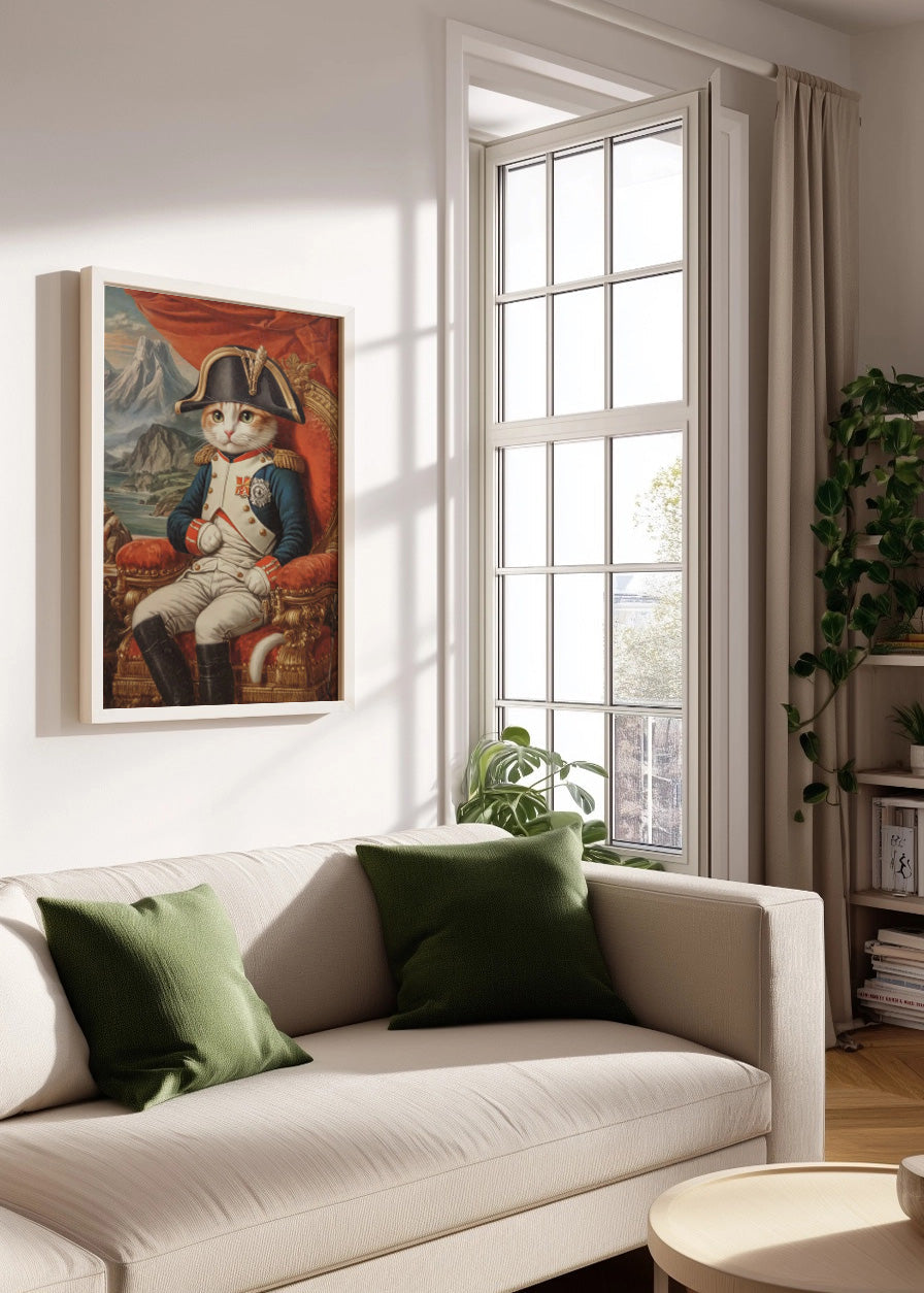 Cuadro Gato vestido de Napoleón vintage