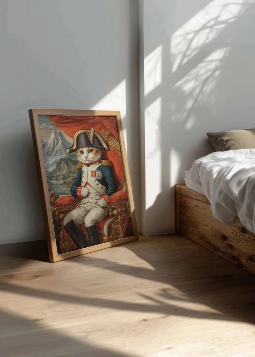 Cuadro Gato vestido de Napoleón vintage