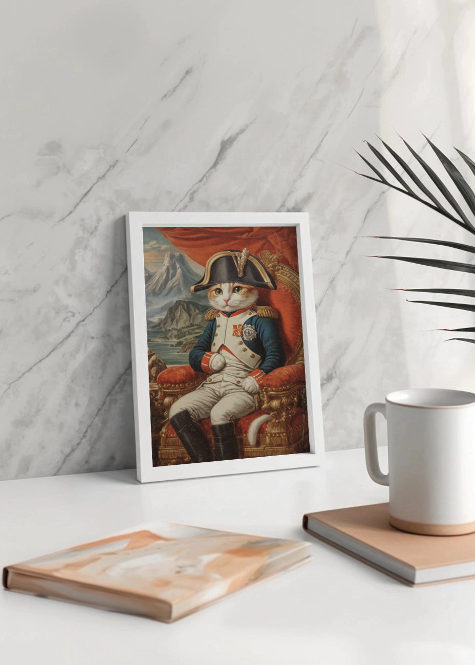 Cuadro Gato vestido de Napoleón vintage