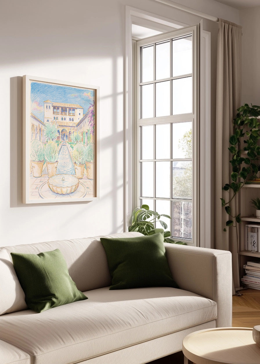 Cuadro Generalife Alhambra efecto dibujo