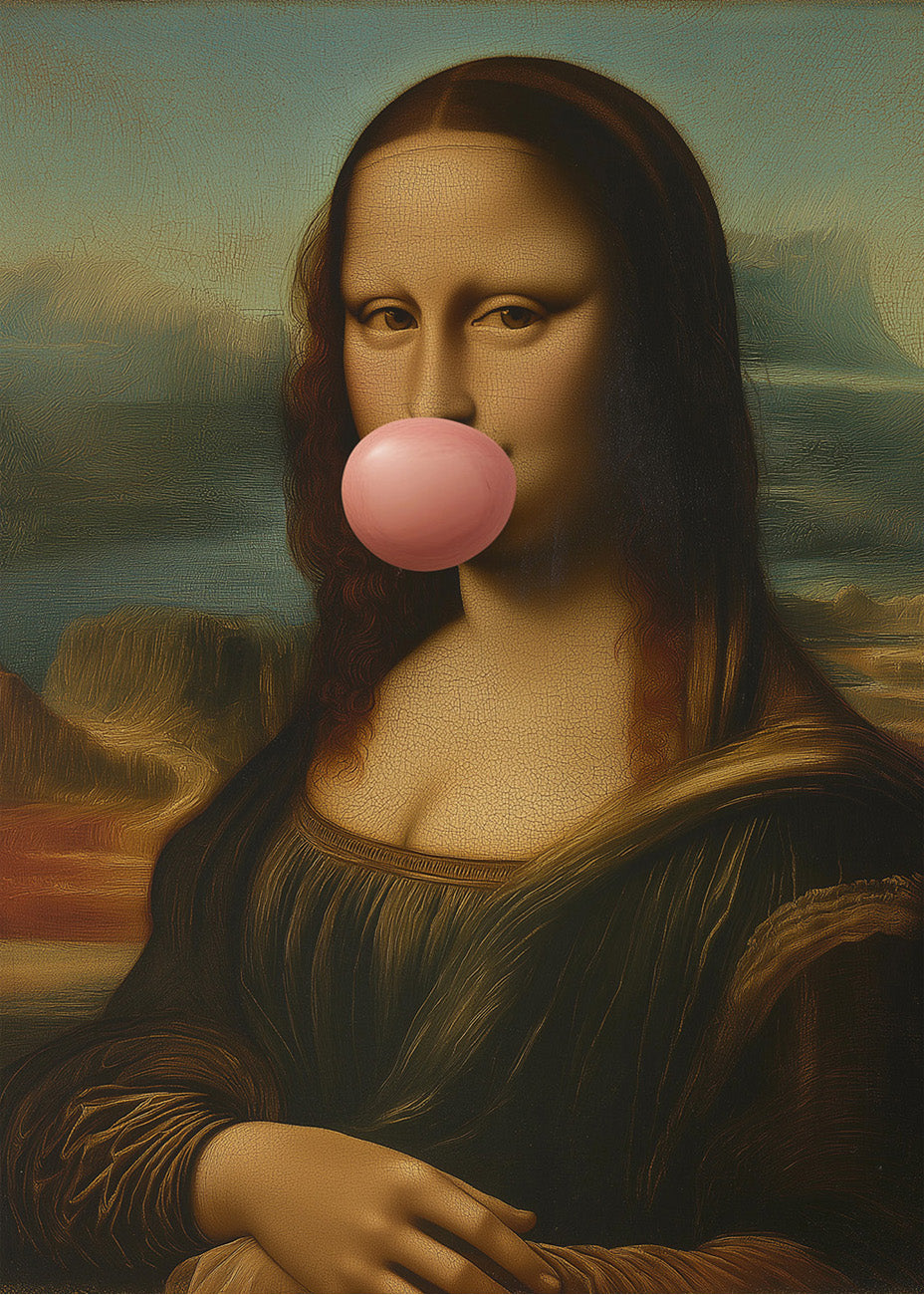 Cuadro ​Gioconda mascando chicle