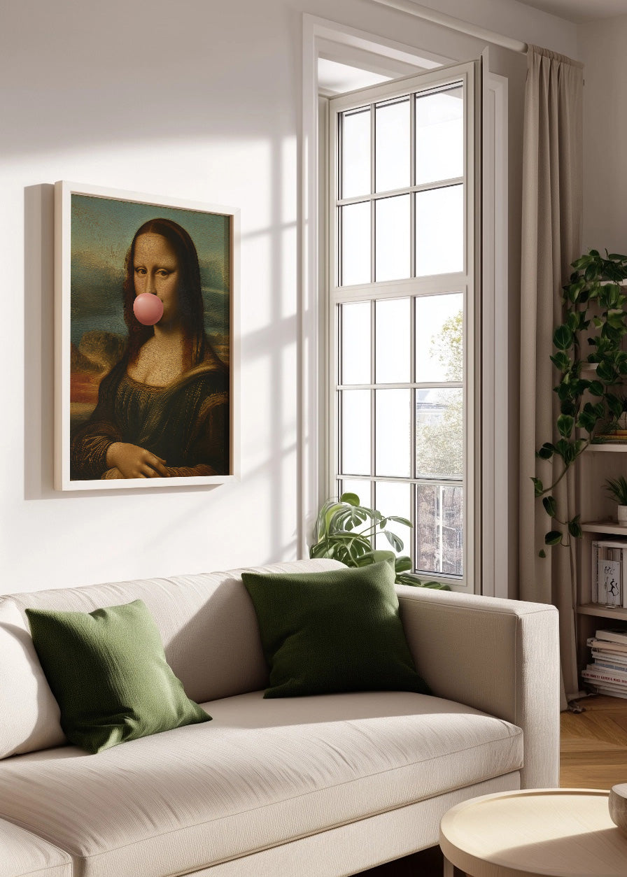 Cuadro ​Gioconda mascando chicle