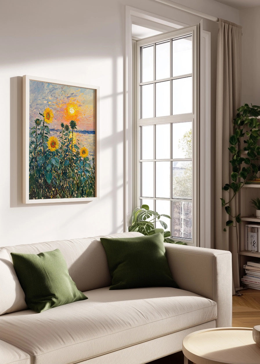 Cuadro ​Girasoles frente al mar
