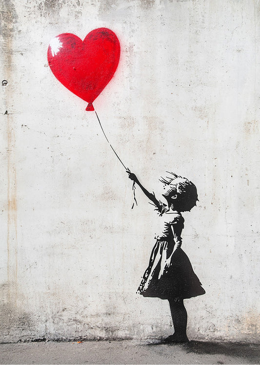 Cuadro ​Globo de corazón estilo Banksy
