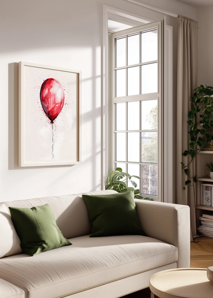 Cuadro ​Globo rojo estilo acuarela