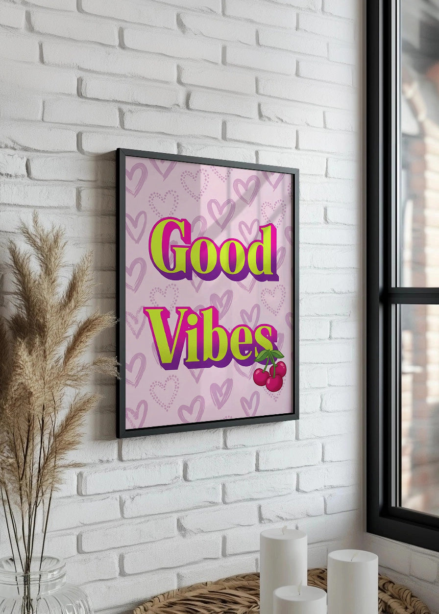 Cuadro Good vibes cereza