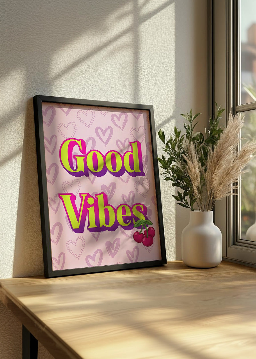 Cuadro Good vibes cereza