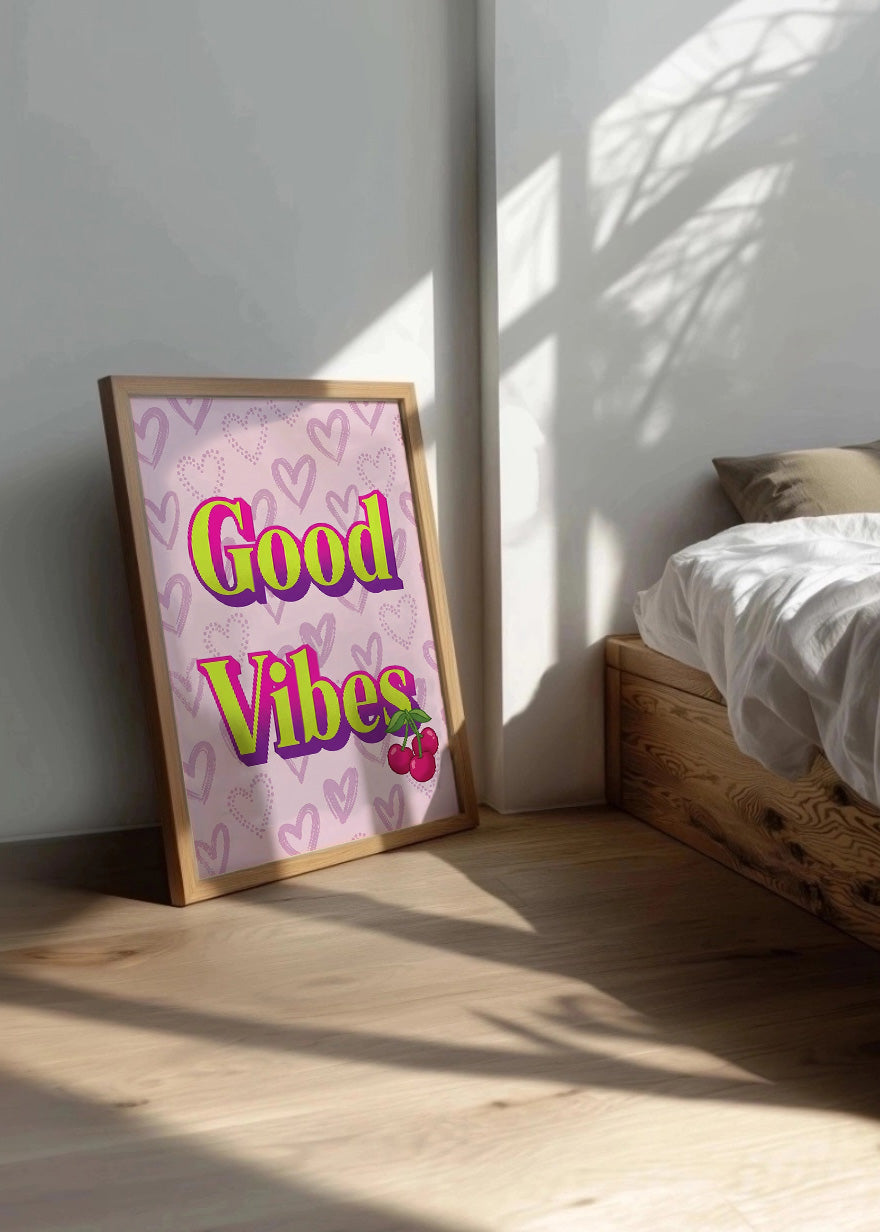 Cuadro Good vibes cereza