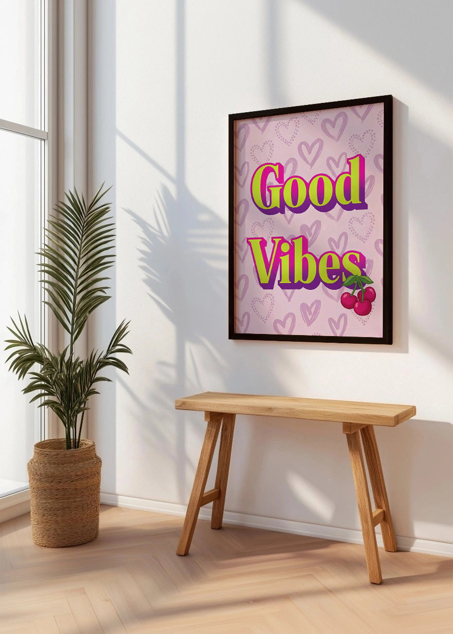 Cuadro Good vibes cereza