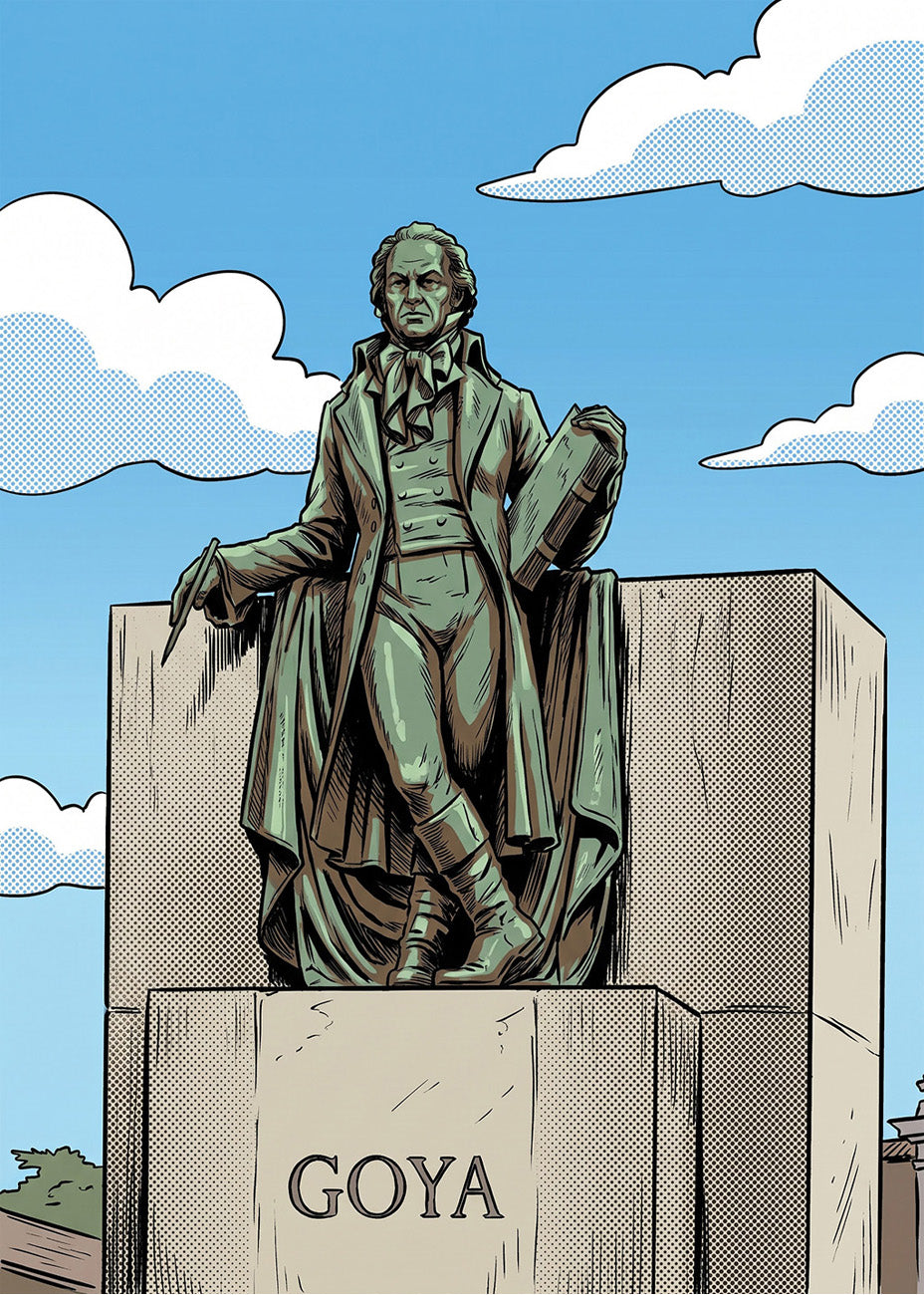 Cuadro Goya en Zaragoza estatua - Cómic
