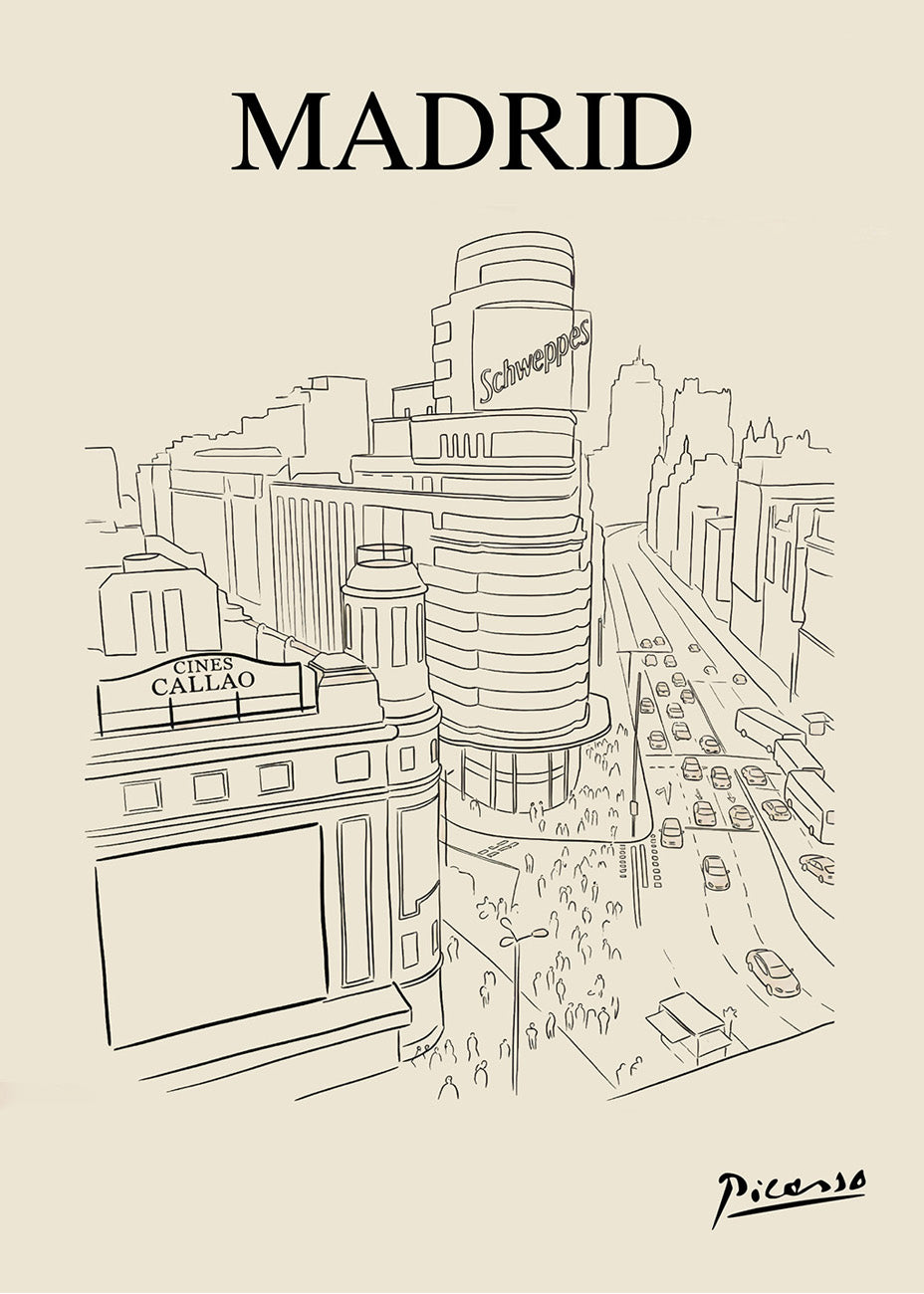 Gran Vía y callao estilo Picasso