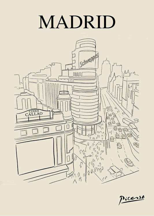 Gran Vía y callao estilo Picasso