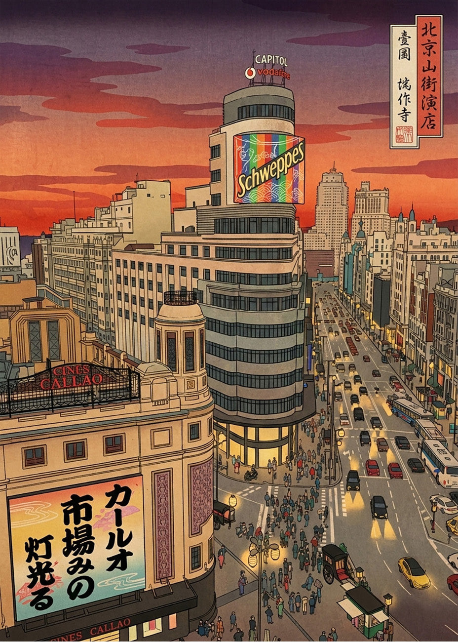 Cuadro Gran Vía y Callao - Arte japonés