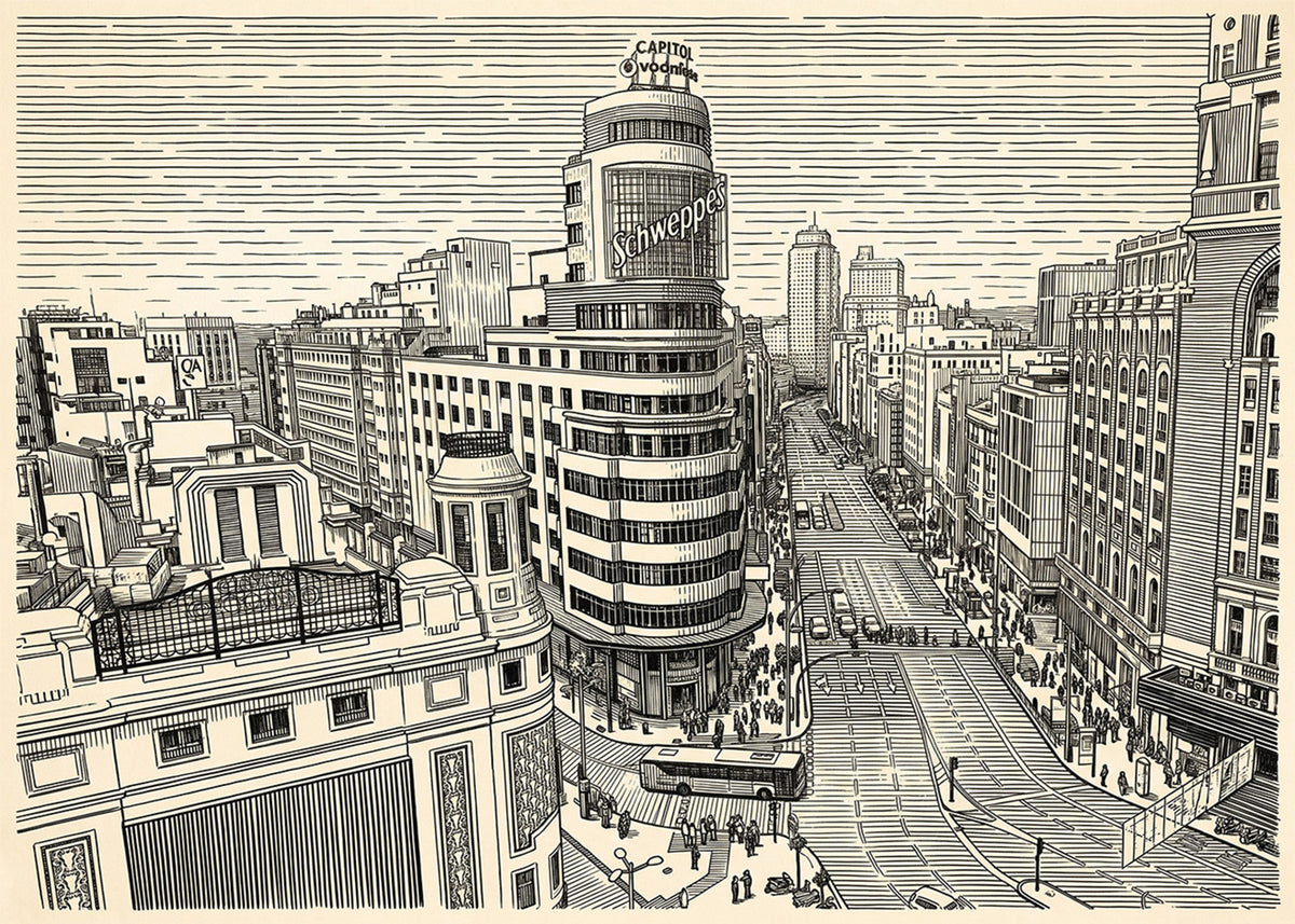 Cuadro Gran Vía y Callao - Beige