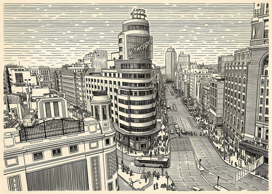 Cuadro Gran Vía y Callao - Beige