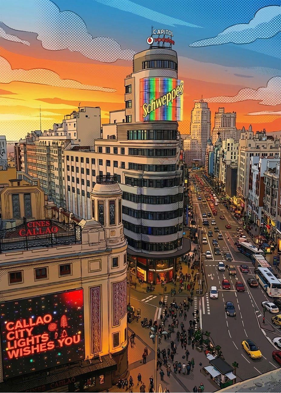 Cuadro Gran Vía y Callao - Cómic