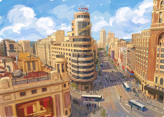 Cuadro Gran Vía y Callao - Gouache