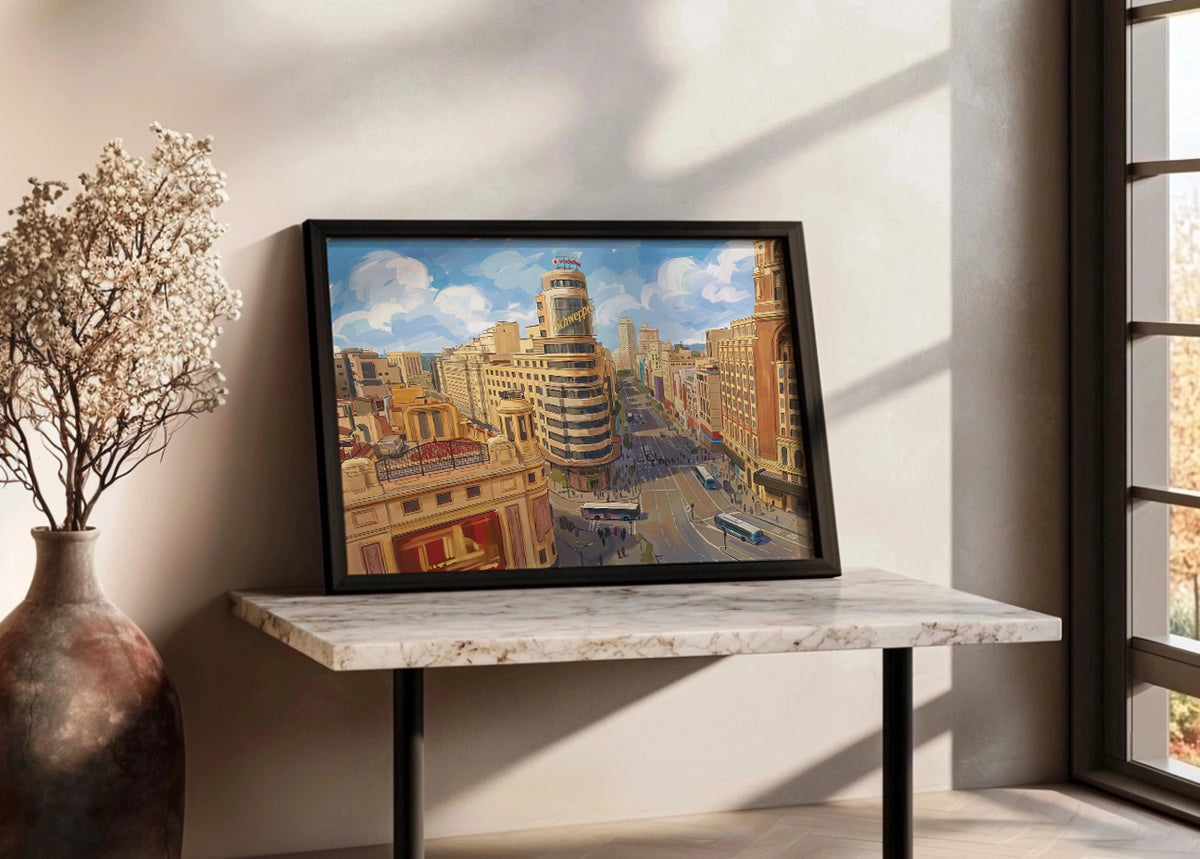 Cuadro Gran Vía y Callao - Gouache
