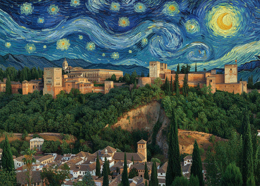 Cuadro Granada - La Alhambra Noche Estrellada