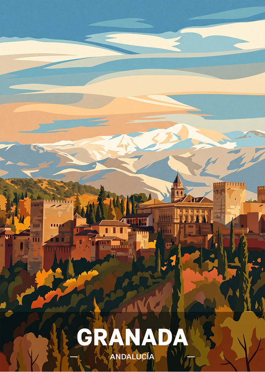 Cuadro Granada con La Alhambra - Otoño