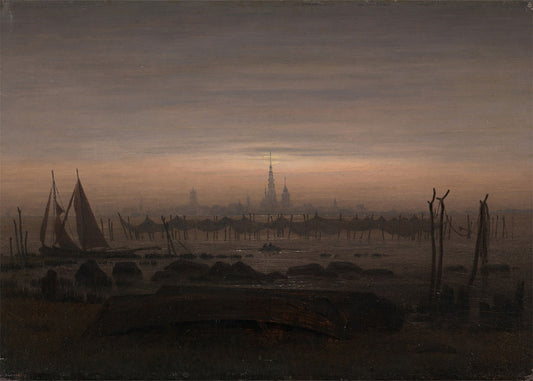 Cuadro ​Griefswald a la luz de la luna (Friedrich)
