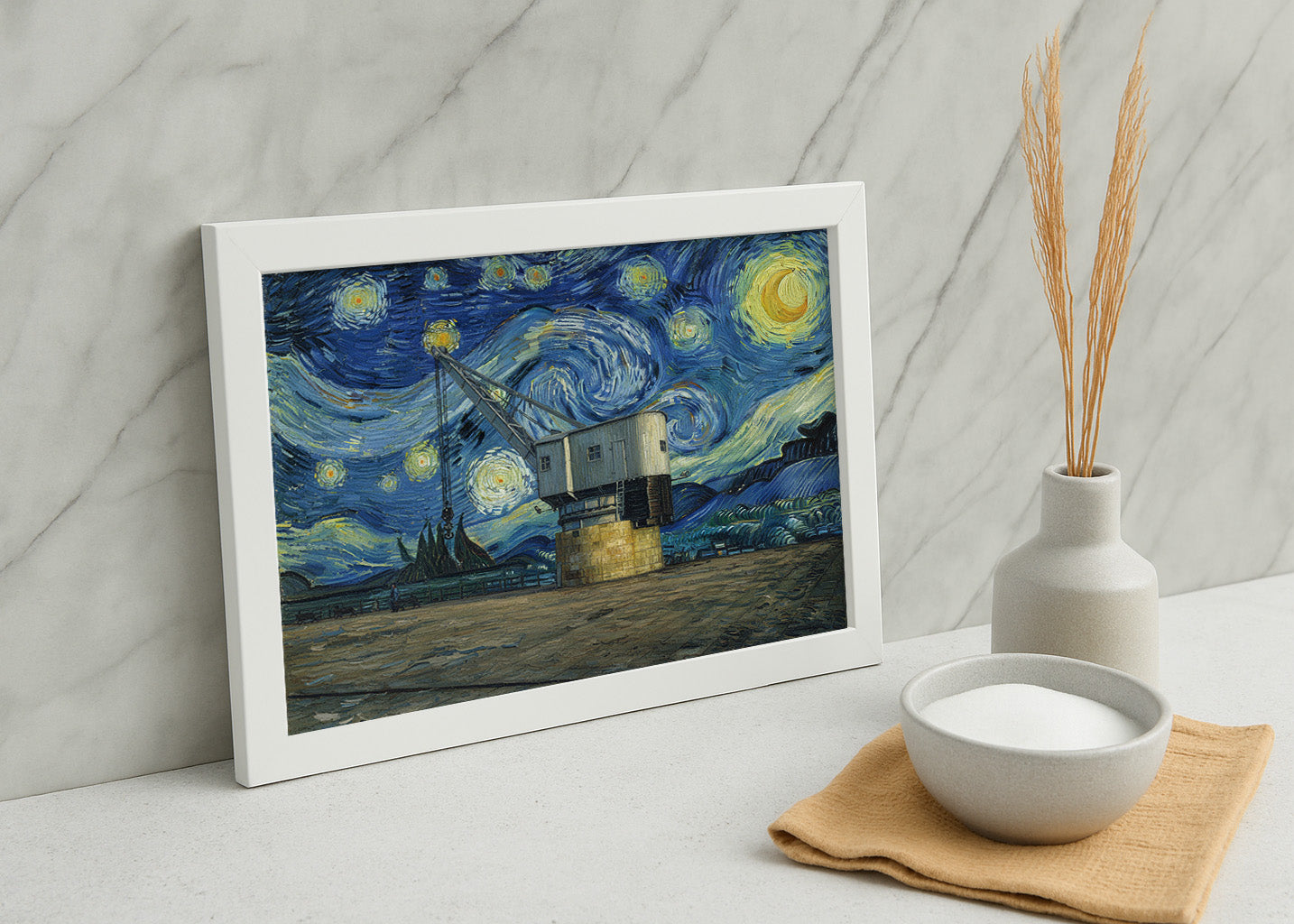 Cuadro Grúa de Piedra de Santander - Noche Estrellada