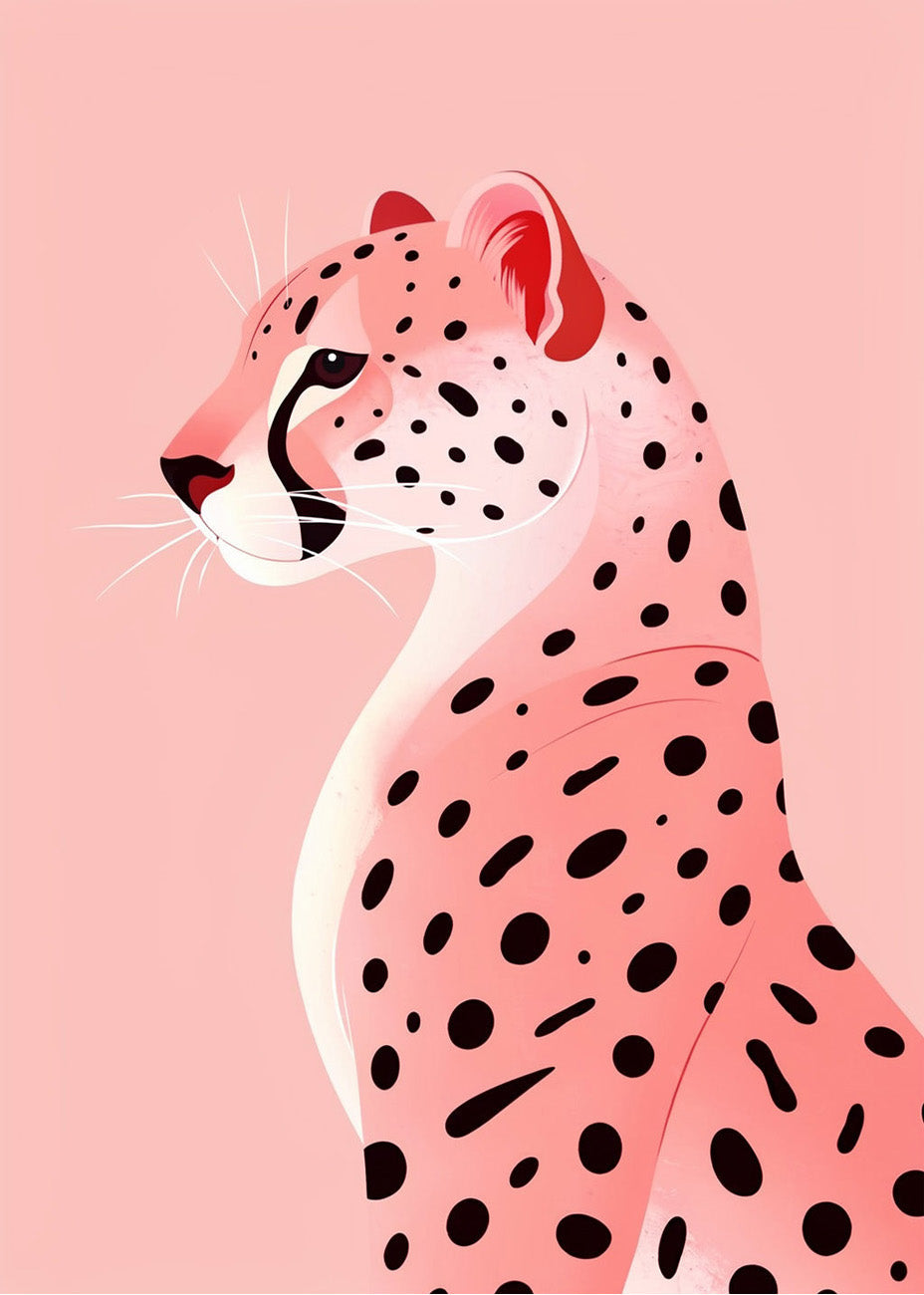 Cuadro Guepardo rosa pastel