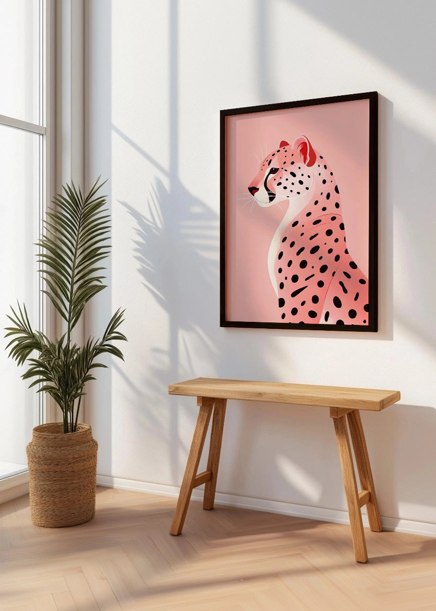 Cuadro Guepardo rosa pastel