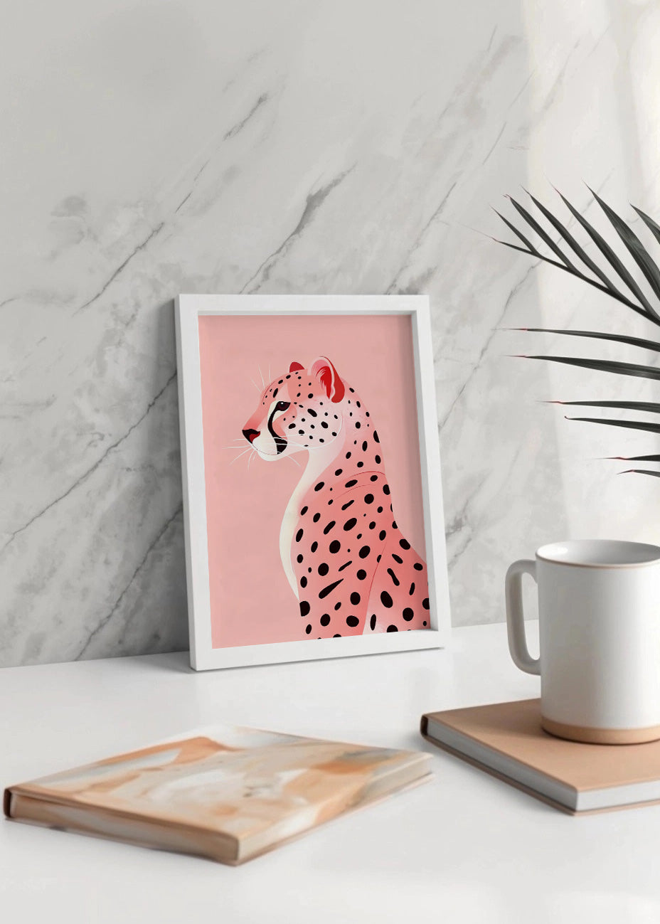 Cuadro Guepardo rosa pastel