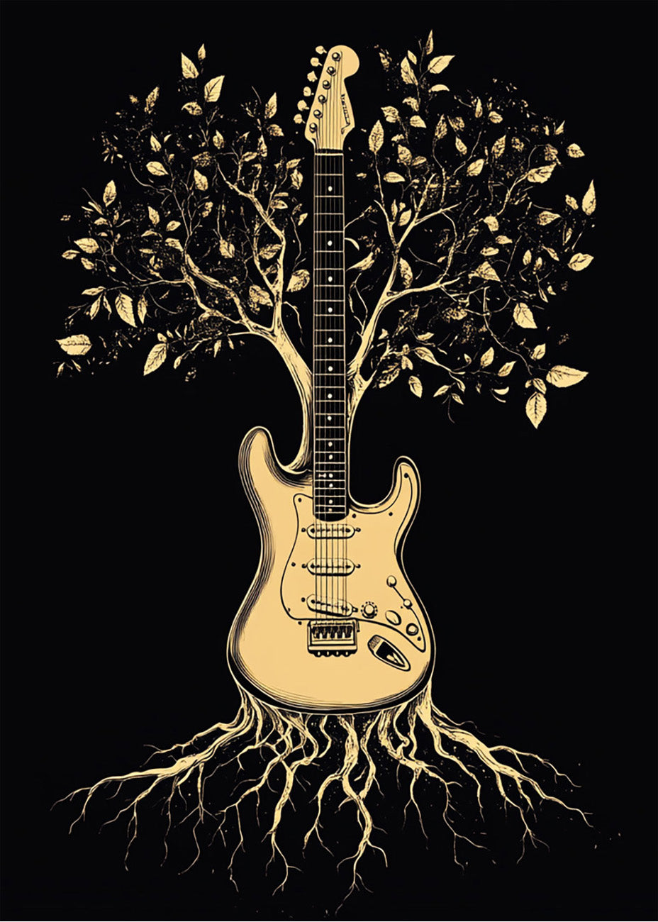 Cuadro ​Guitarra con forma de árbol