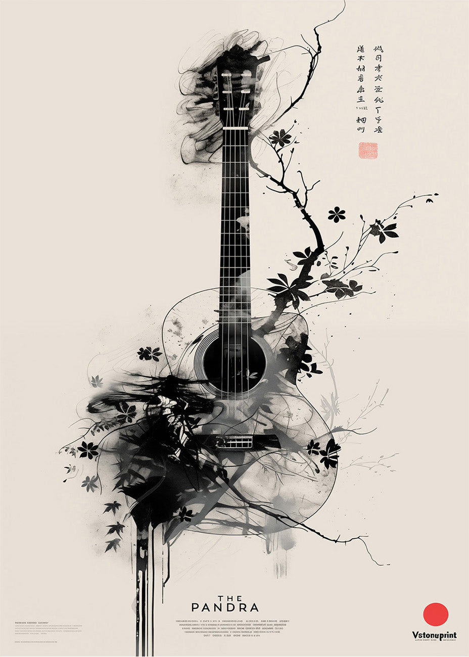 Cuadro ​Guitarra hecha árbol japonés