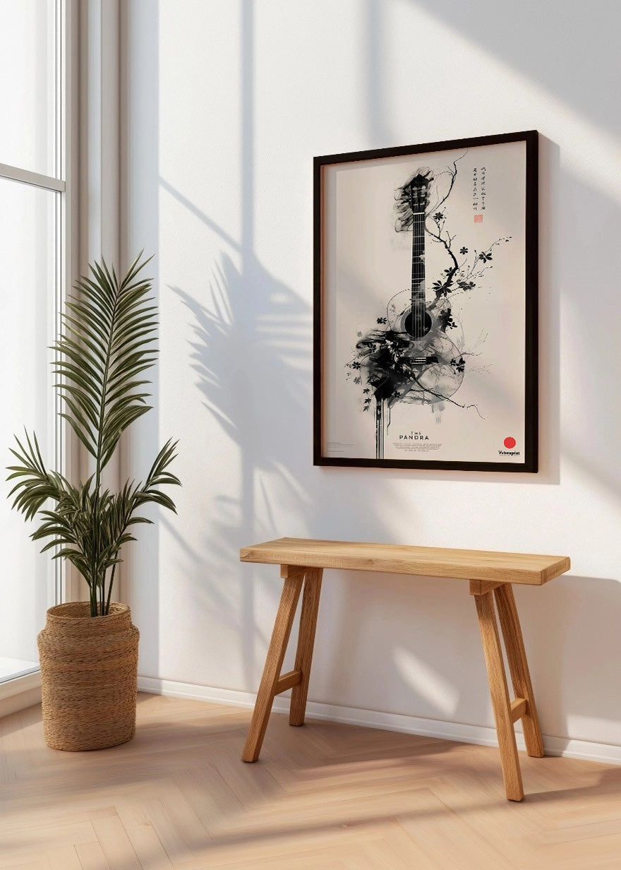 Cuadro ​Guitarra hecha árbol japonés
