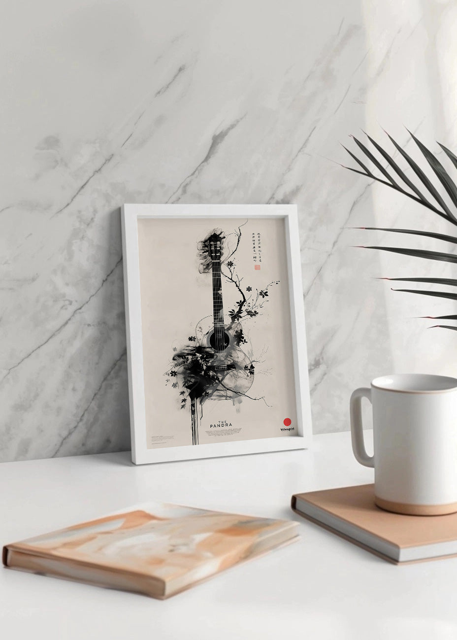 Cuadro ​Guitarra hecha árbol japonés