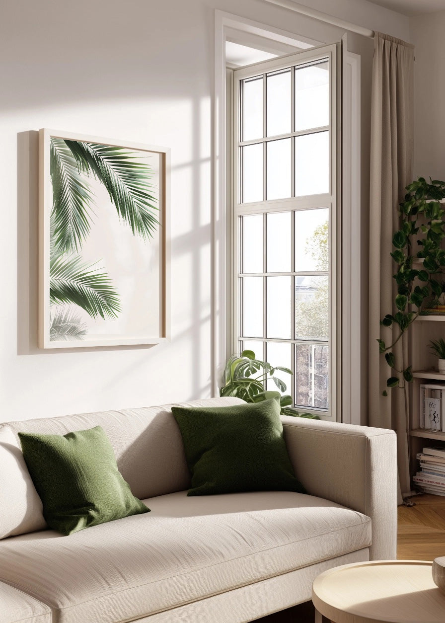 Cuadro ​Hojas de palmera sobre fondo blanco