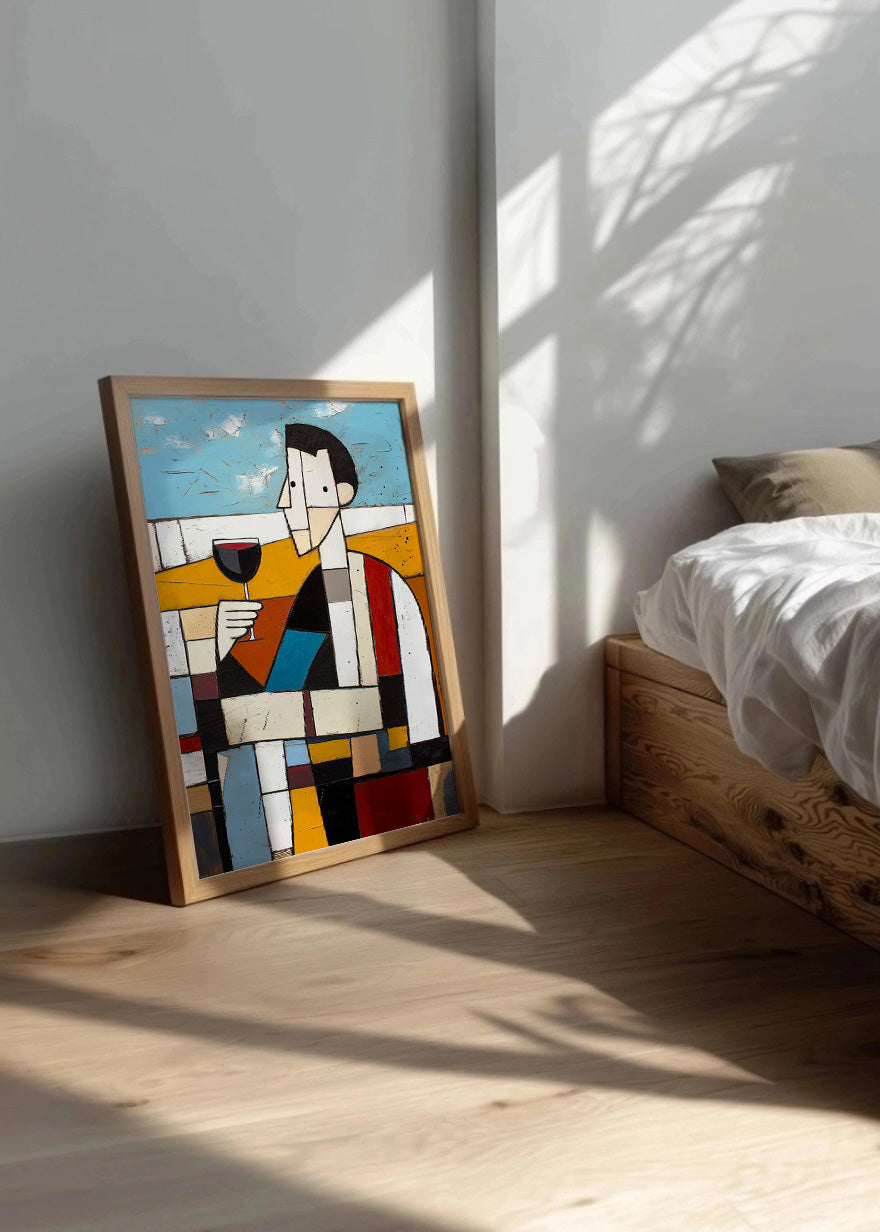 Cuadro ​Hombre tomando copa de vino cubista
