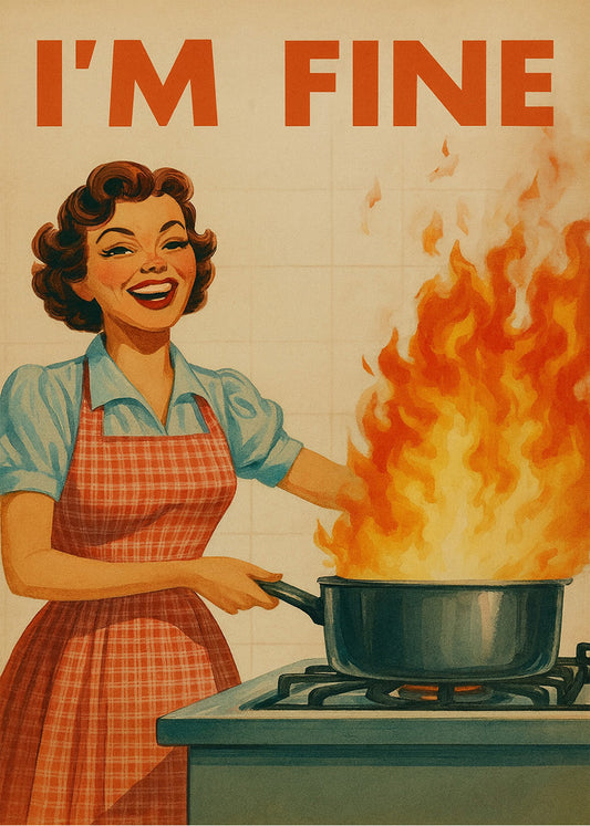 Cuadro I am fine ardiendo