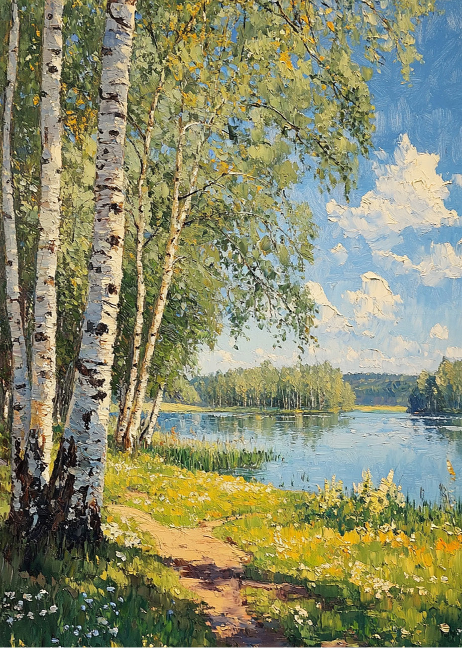 Cuadro ​Impresionista paisaje de lago