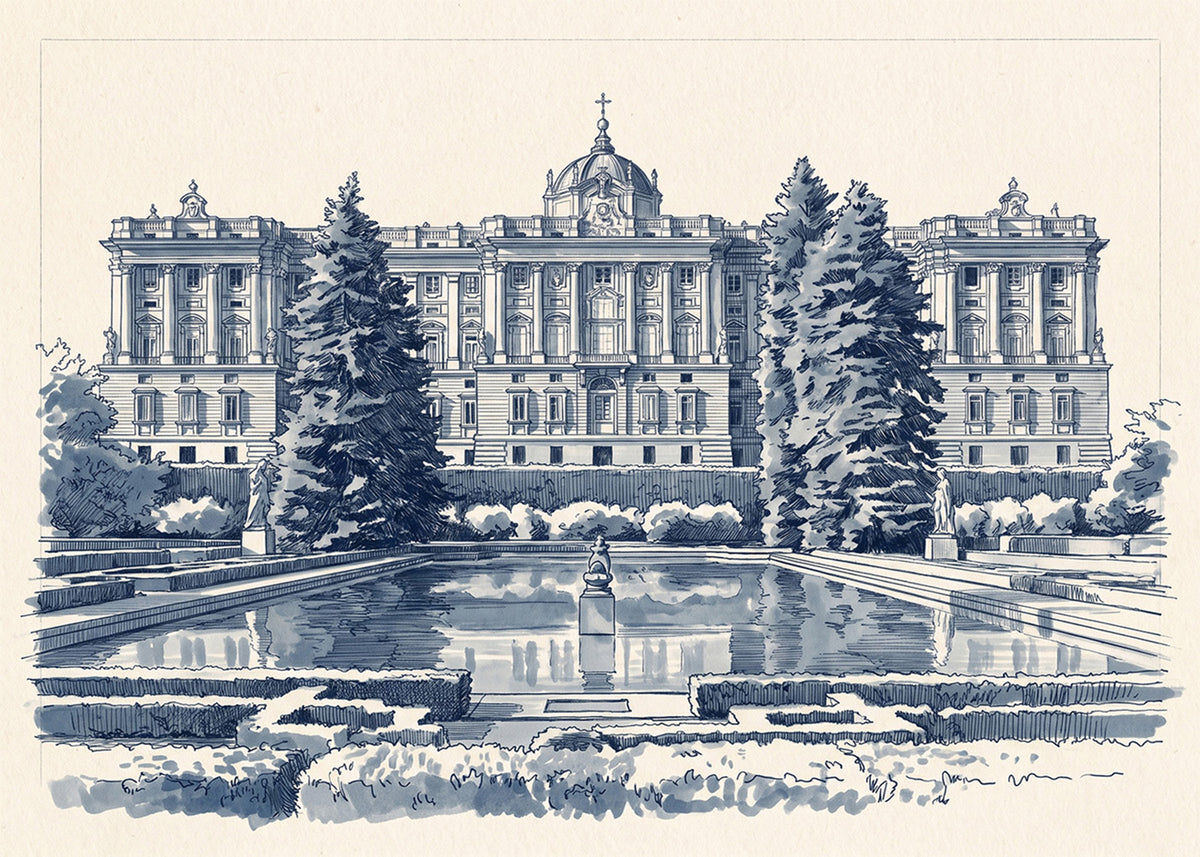 Cuadro Jardin del Palacio Real - Azul