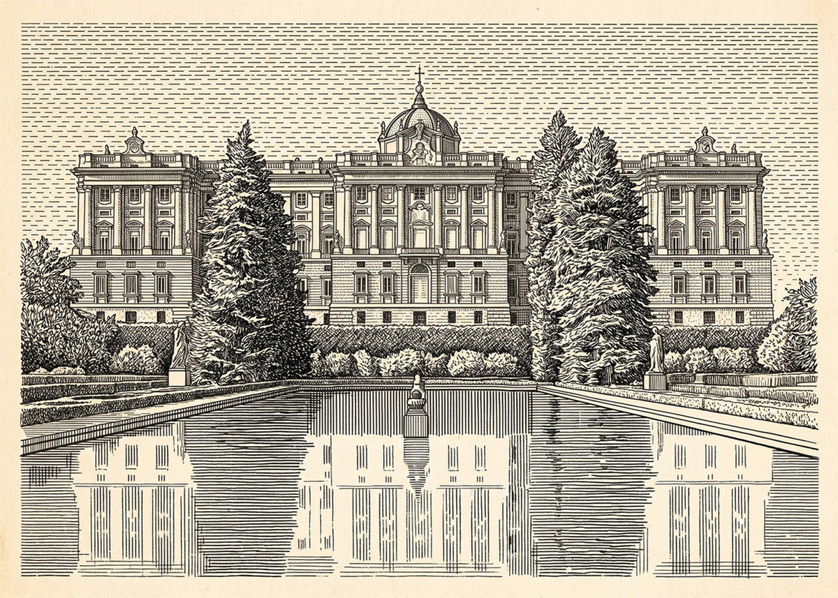 Cuadro Jardin del Palacio Real - Beige