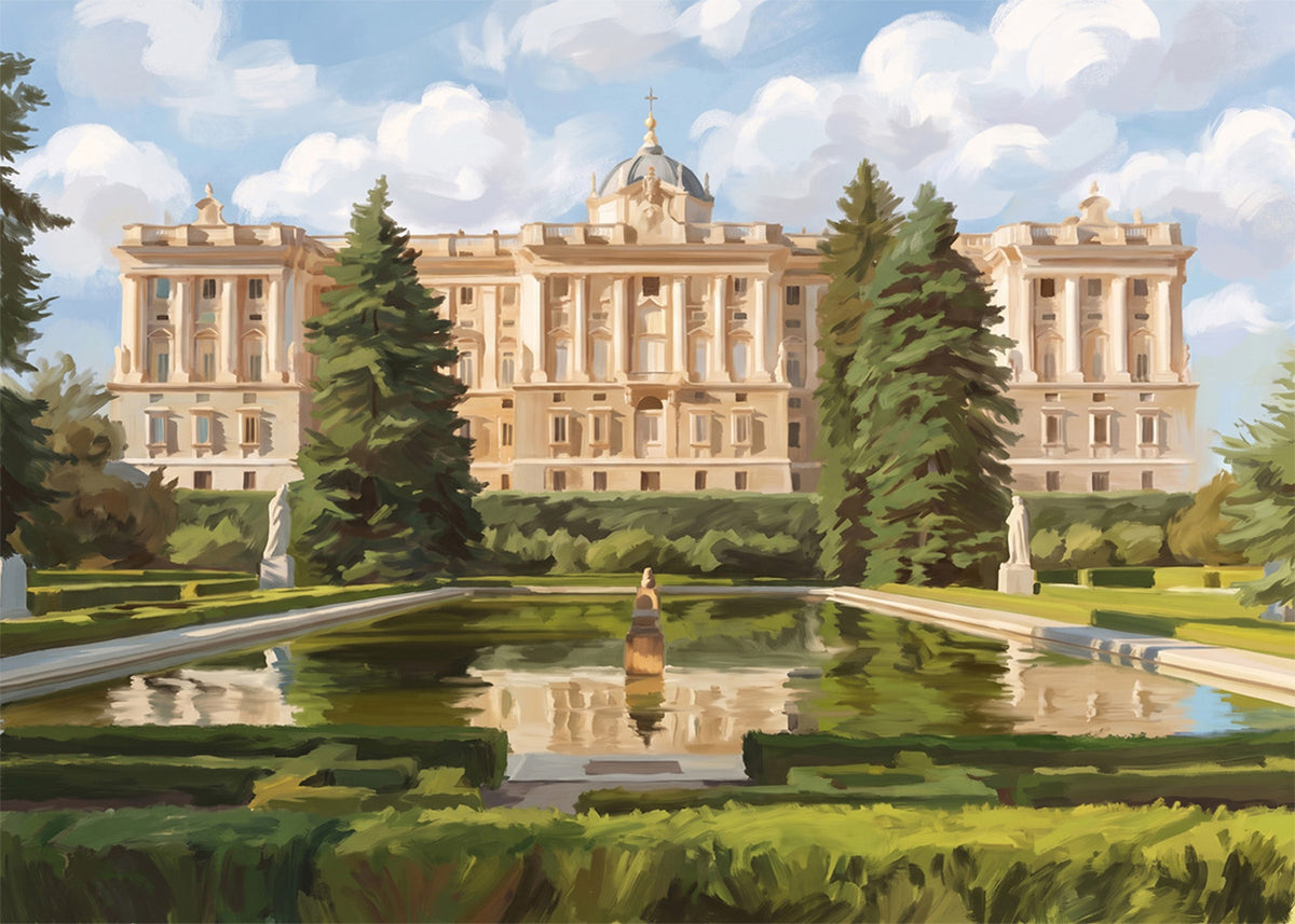 Cuadro Jardin del Palacio Real - Gouache