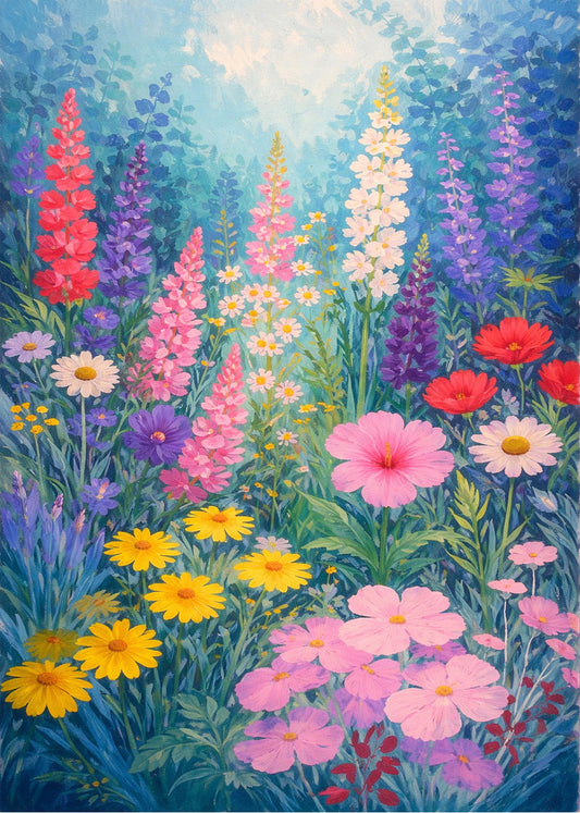 Cuadro Jardín y flores de color