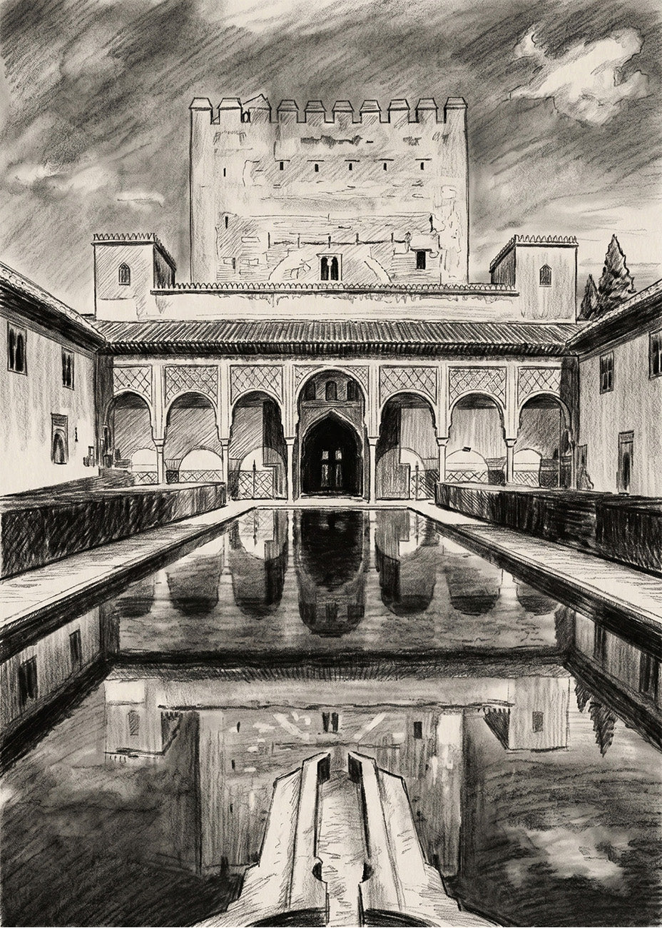 Cuadro Jardines de la Alhambra efecto lápiz