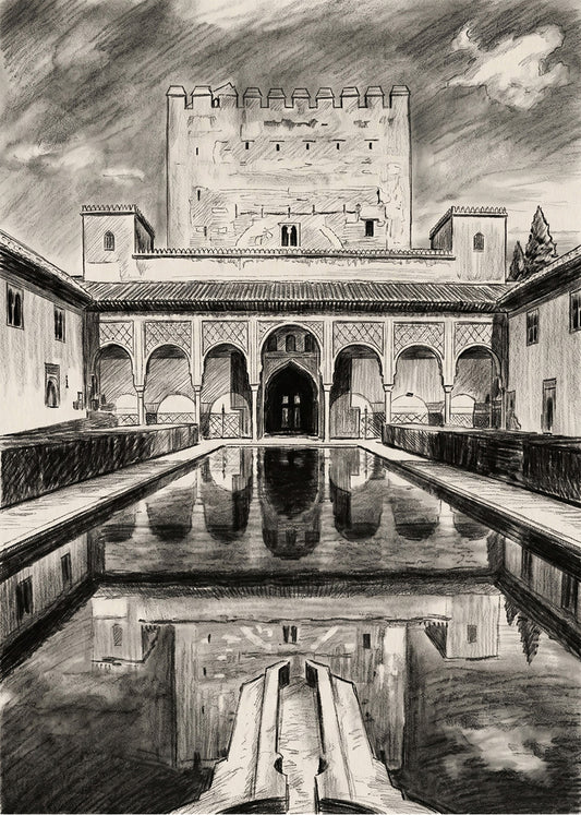 Cuadro Jardines de la Alhambra efecto lápiz