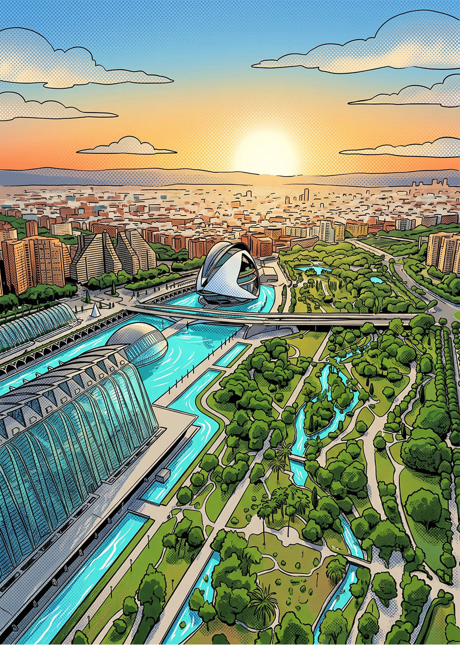 Cuadro Jardines del Turia - Cómic