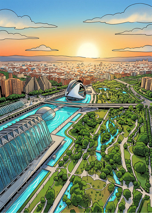 Cuadro Jardines del Turia - Cómic