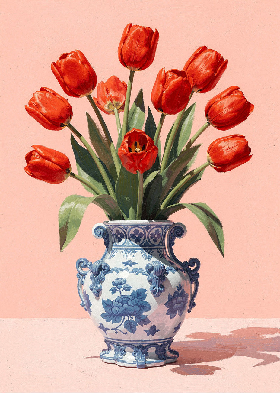 Cuadro Jarrón de flores rojas